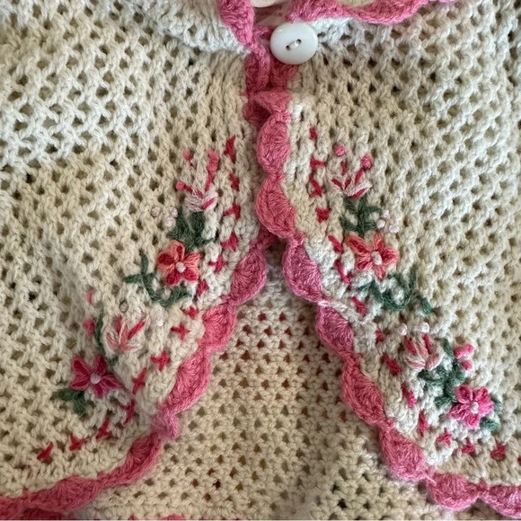 Nannette Very vintage girls size 24 medium crochet cardigan - Picture 5 of 5